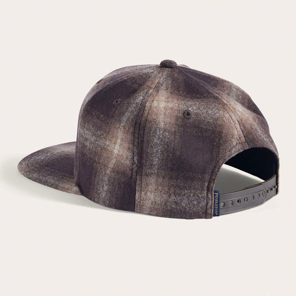 PLAID FLAT BRIM HAT-BROWN