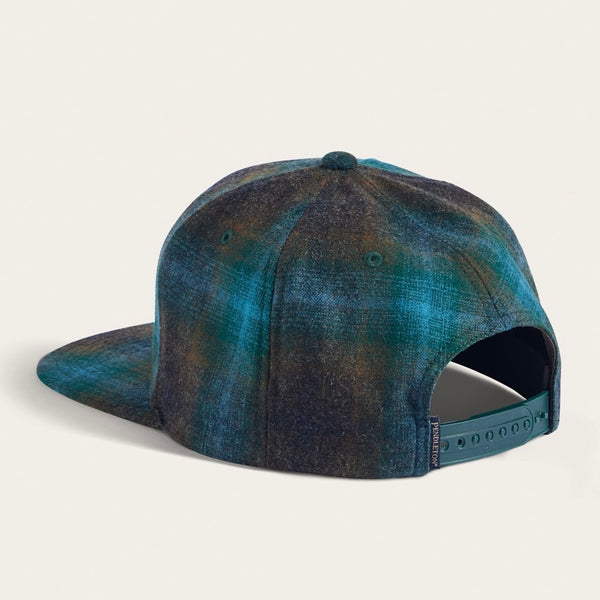 PLAID FLAT BRIM HAT-TEAL/CHARCOAL
