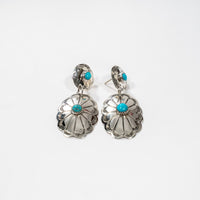 Polished Sterling Silver Concho Dangle Earrings