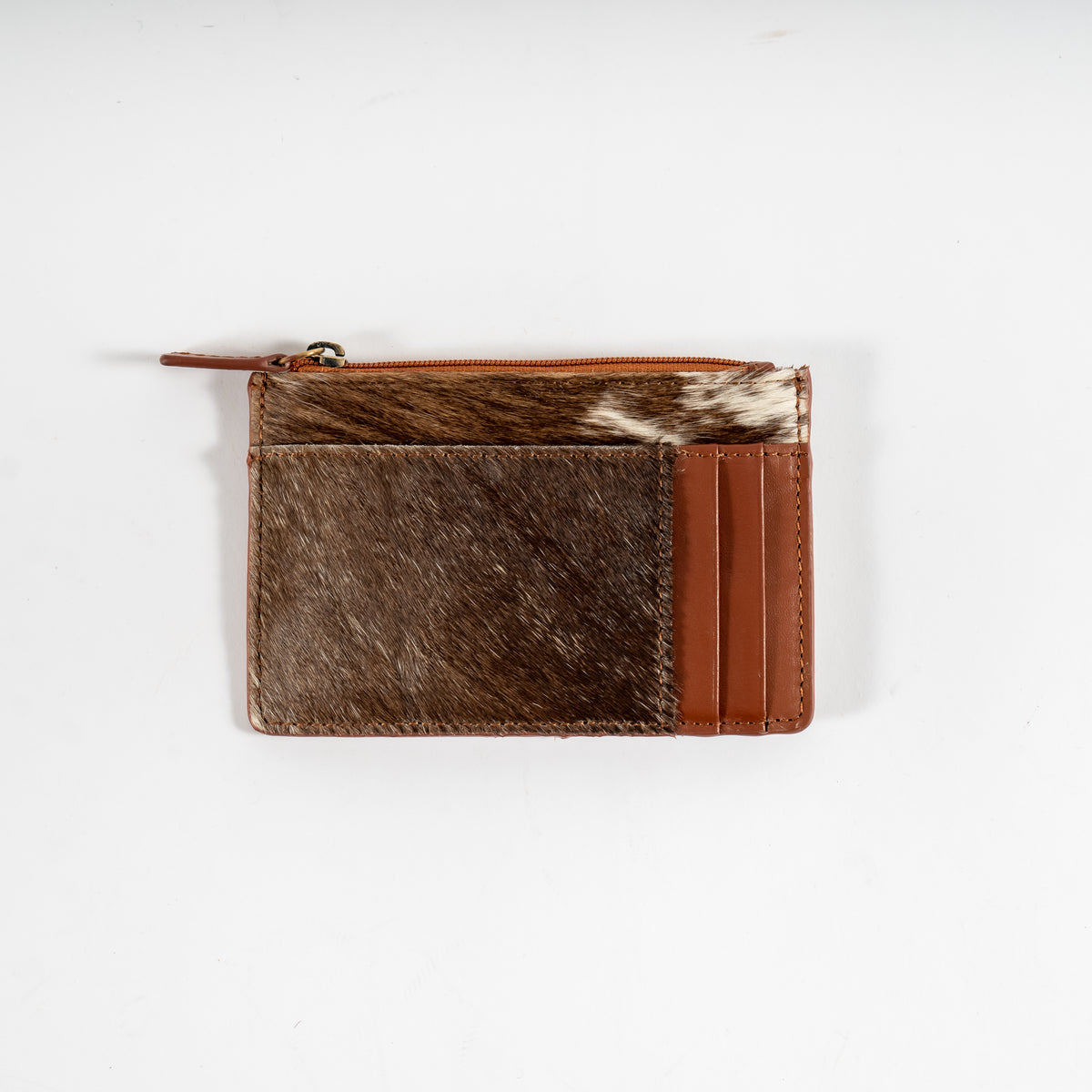 Cowhide Zip Card Holder