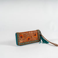 Hand-Tooled Folding Zip Wallet