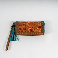 Hand-Tooled Folding Zip Wallet