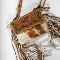 Glossy Moss Hand-Tooled Bag