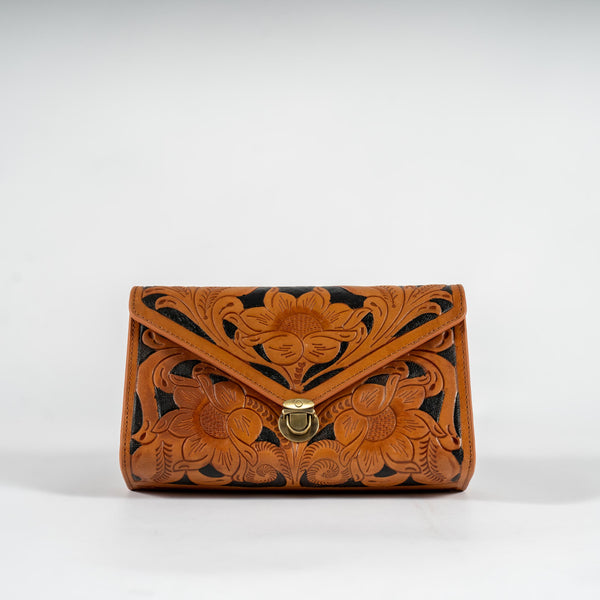 Circle Hand-Tooled Bag leather purse