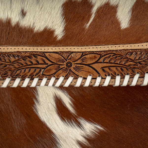 Fringe Front Flap Hand-Tooled Cowhide Purse