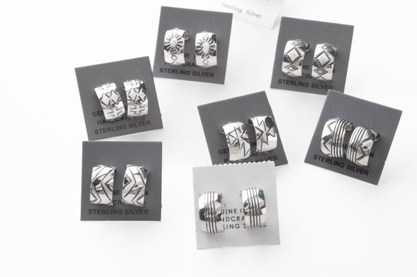 Small Navajo Made Sterling Silver Huggie Earrings