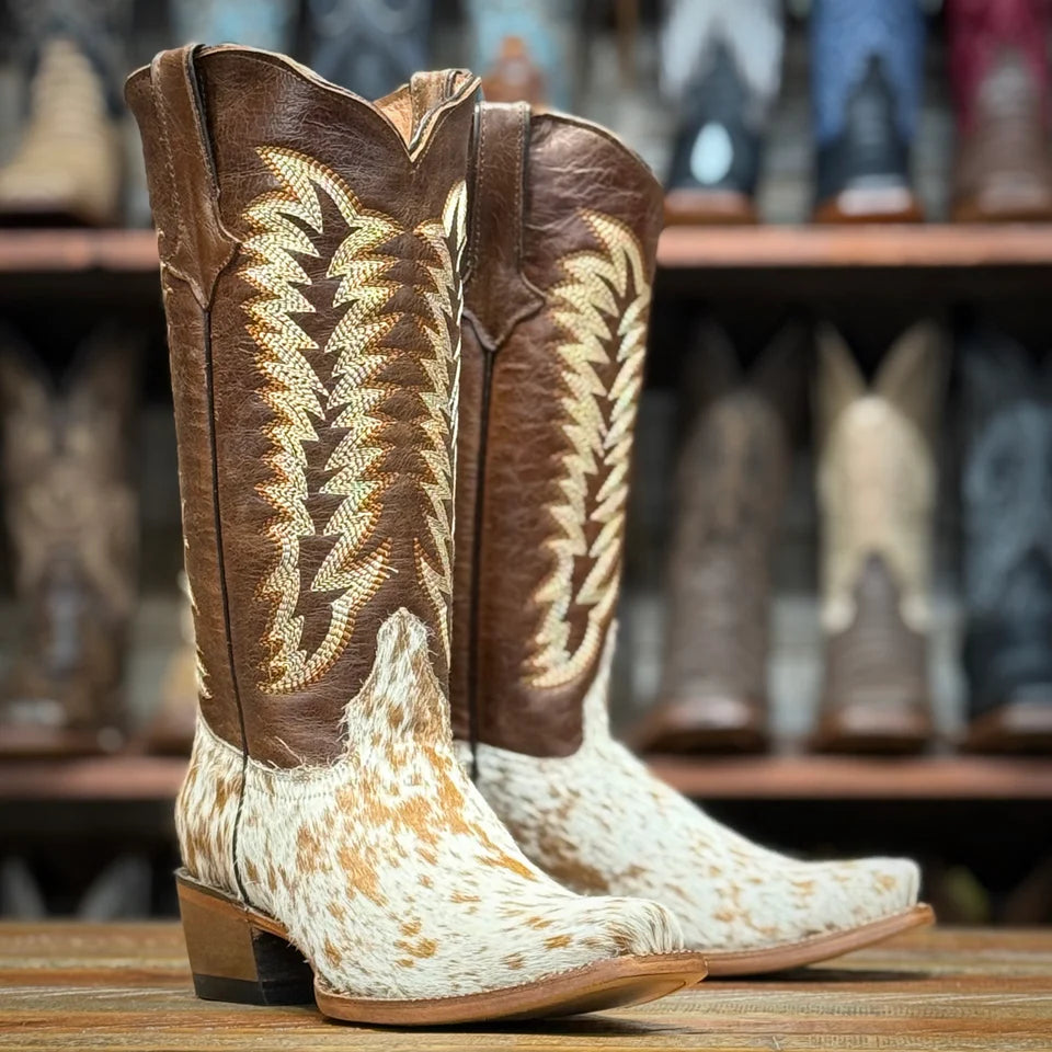 Tanner Mark Annie Women’s Brown & White Hair on Cowhide with Honey Top