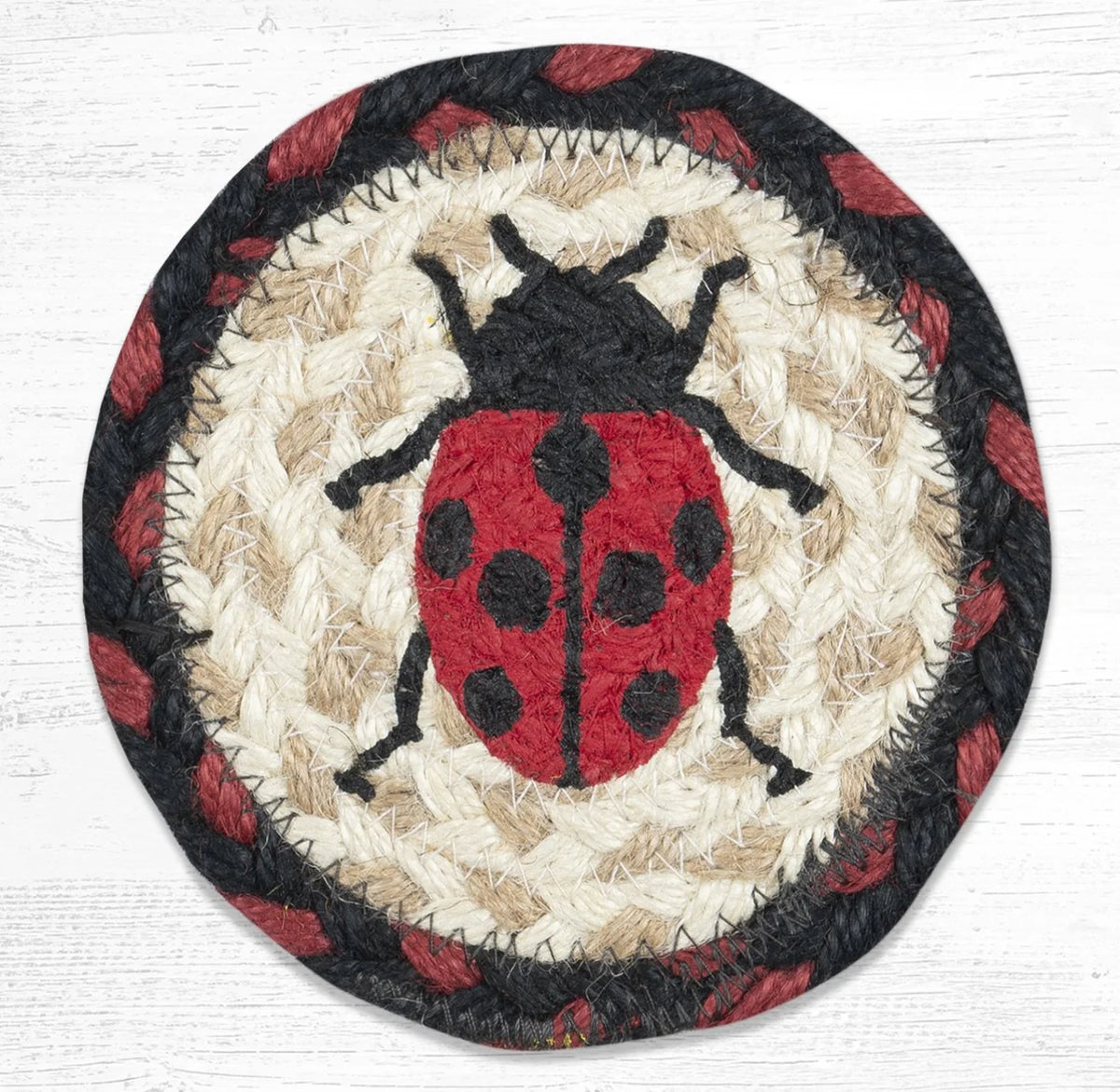 Hand Stenciled Jute Coaster 5 Inch