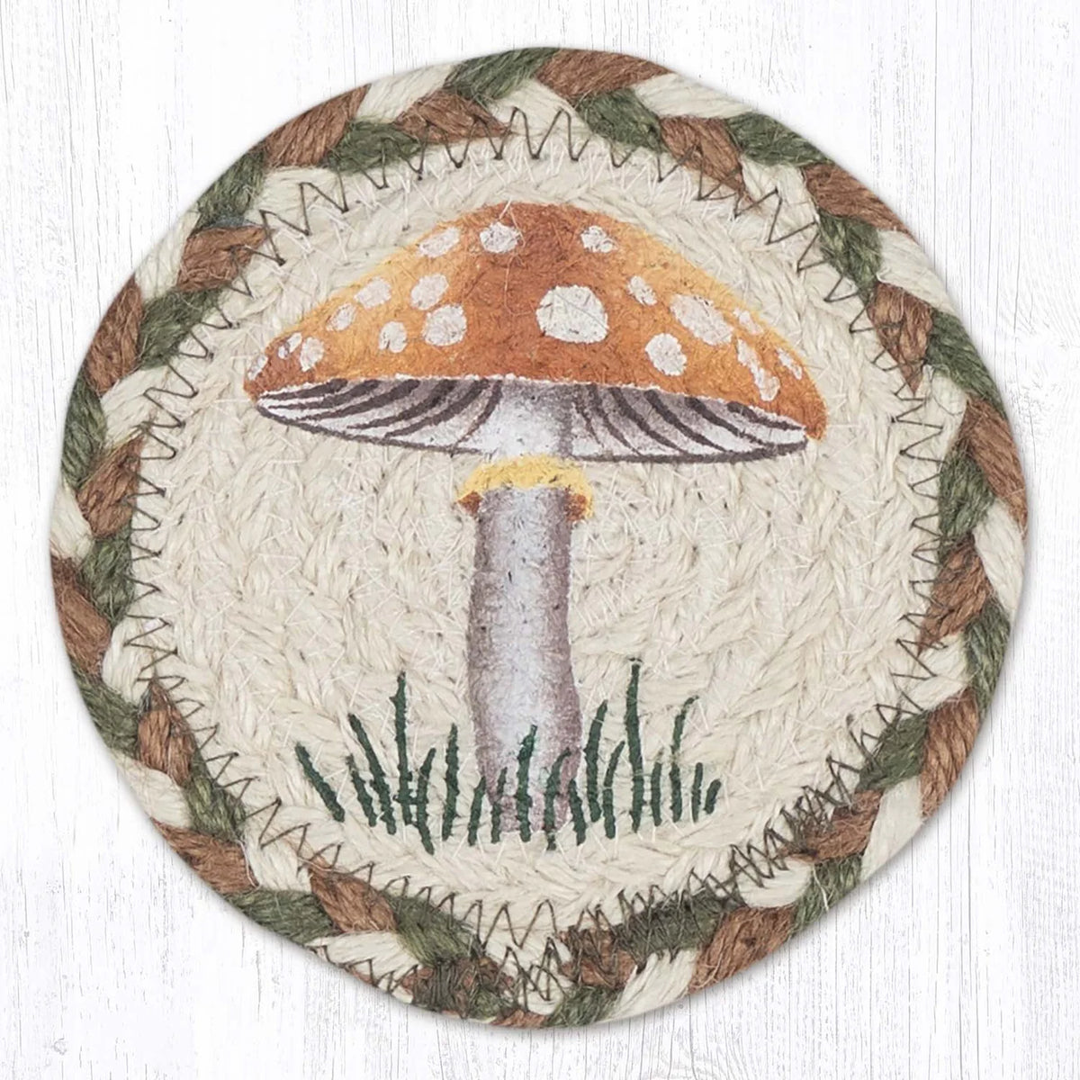 Hand Stenciled Jute Coaster 5 Inch