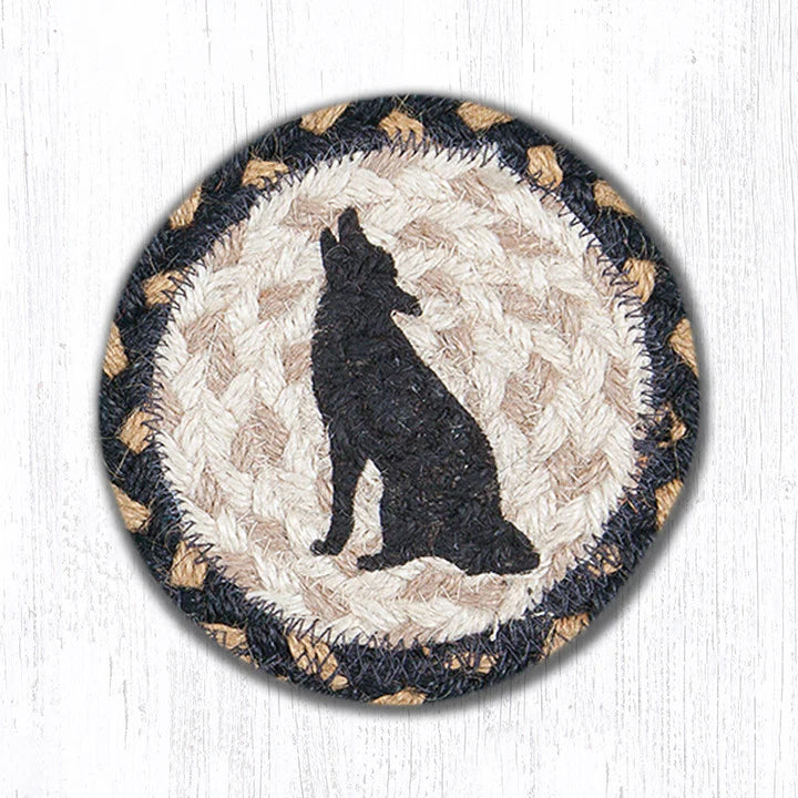 Hand Stenciled Jute Coaster 5 Inch