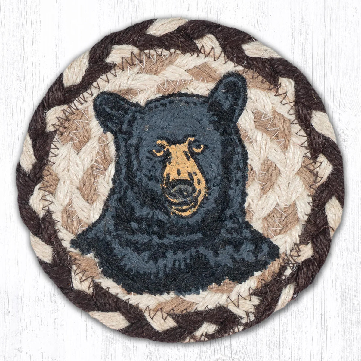 Hand Stenciled Jute Coaster 5 Inch