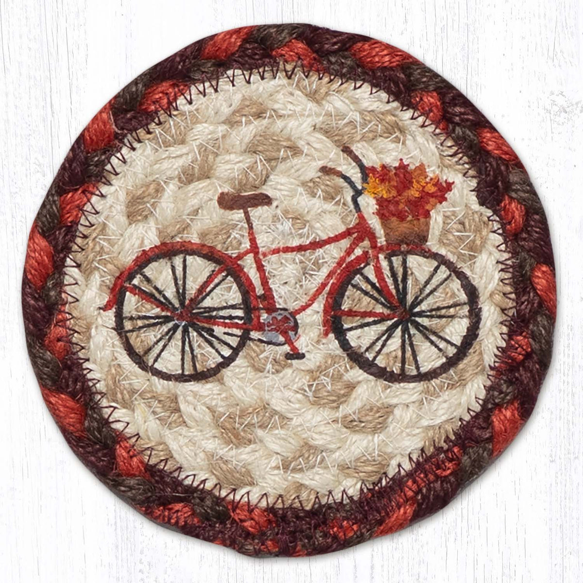 Hand Stenciled Jute Coaster 5 Inch