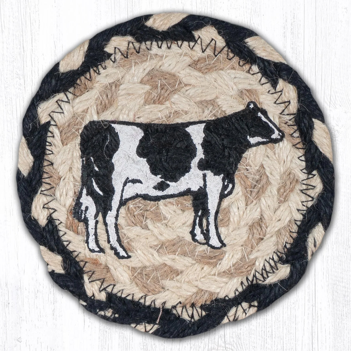 Hand Stenciled Jute Coaster 5 Inch