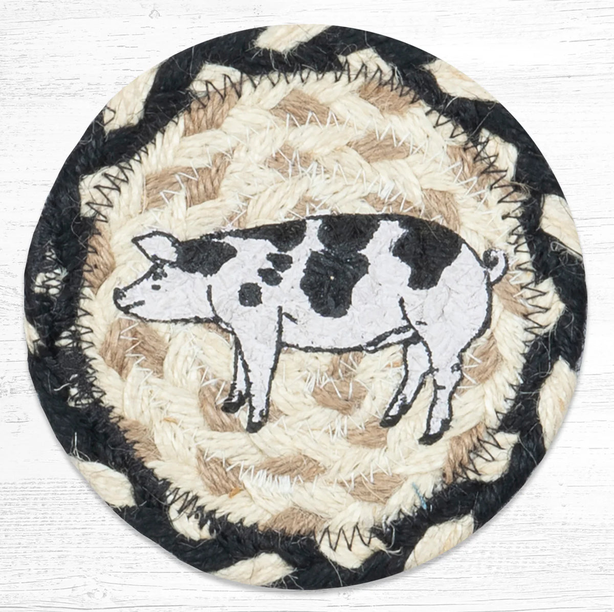 Hand Stenciled Jute Coaster 5 Inch