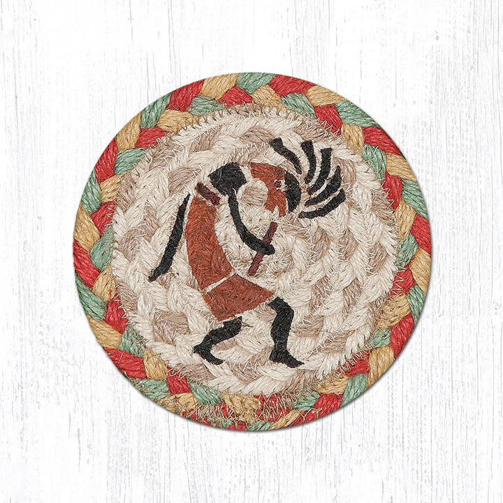 Hand Stenciled Jute Coaster 5 Inch