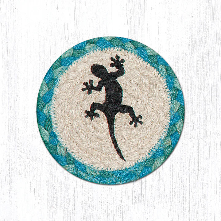Hand Stenciled Jute Coaster 5 Inch