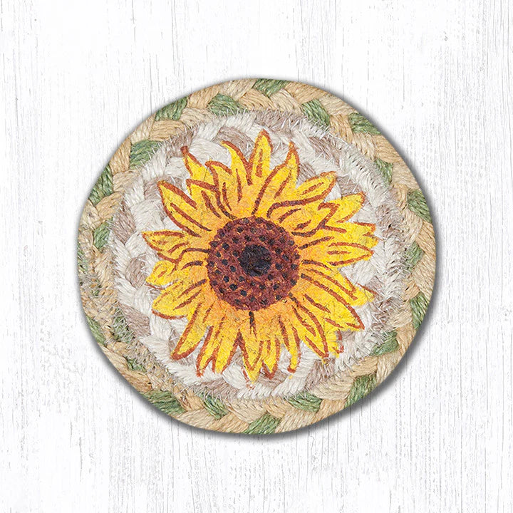 Hand Stenciled Jute Coaster 5 Inch