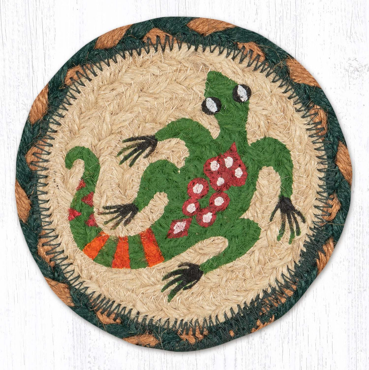 Hand Stenciled Jute Coaster 5 Inch