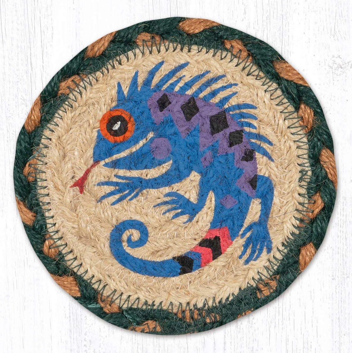 Hand Stenciled Jute Coaster 5 Inch