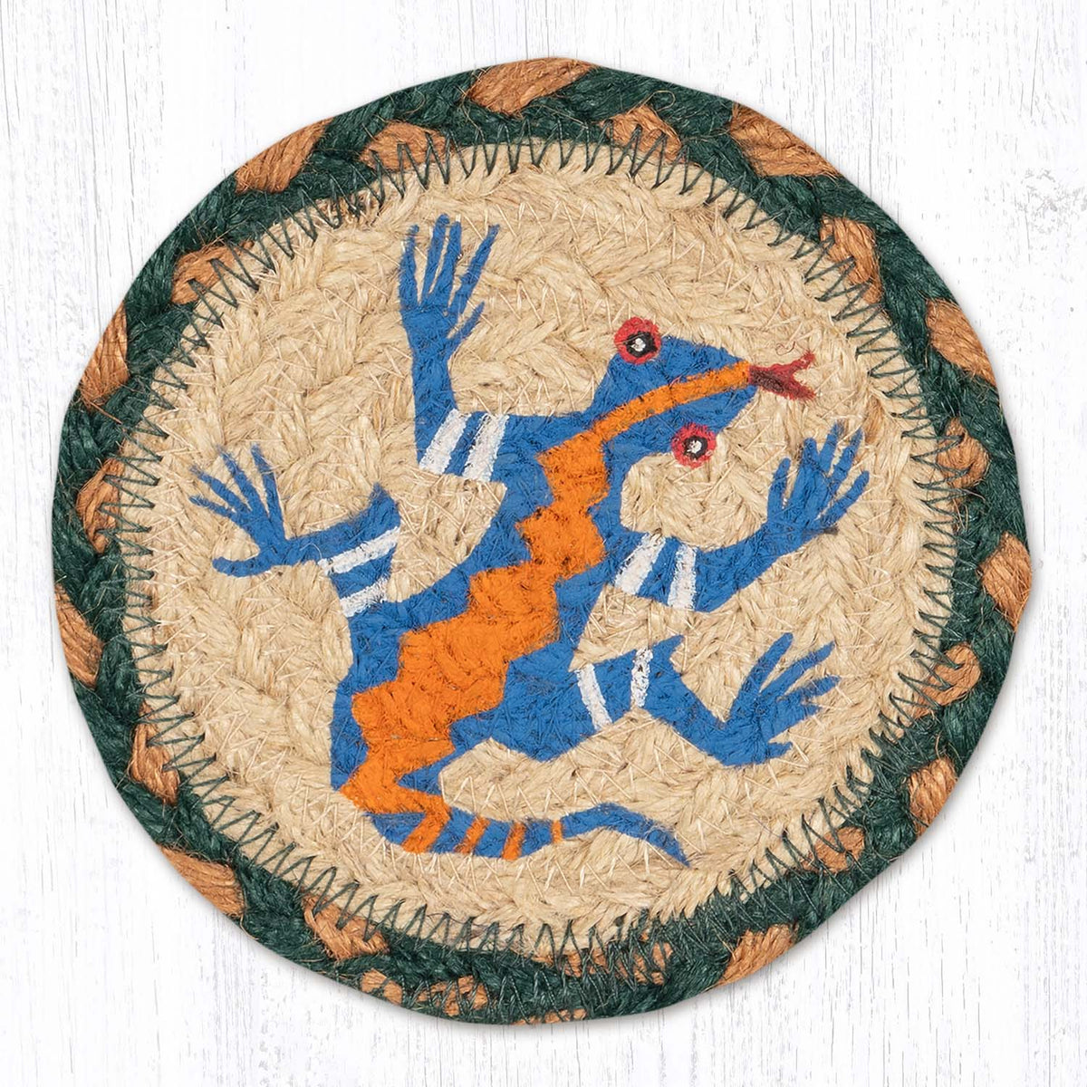 Hand Stenciled Jute Coaster 5 Inch
