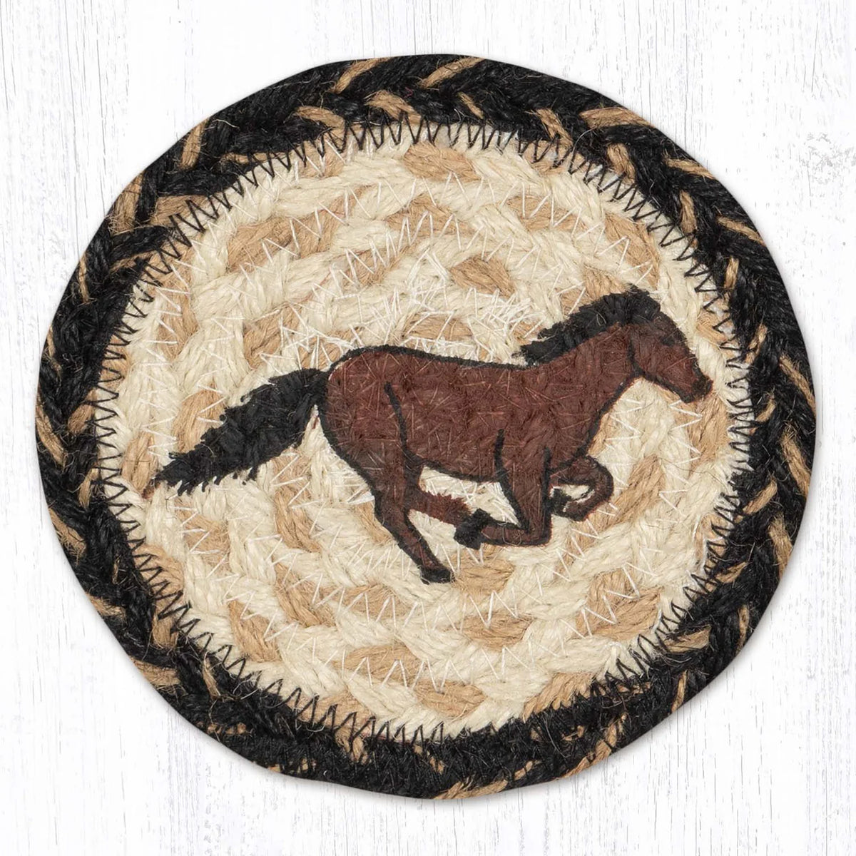 Hand Stenciled Jute Coaster 5 Inch