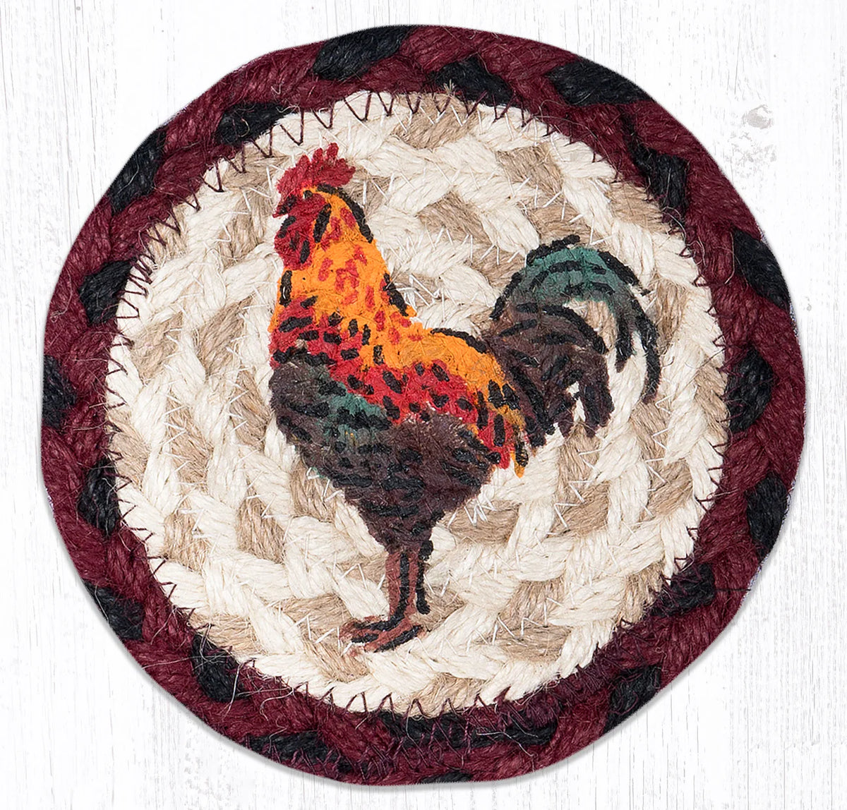 Hand Stenciled Jute Coaster 5 Inch
