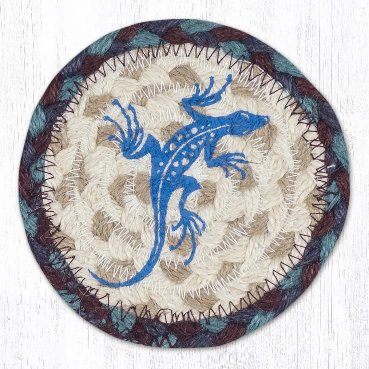 Hand Stenciled Jute Coaster 5 Inch