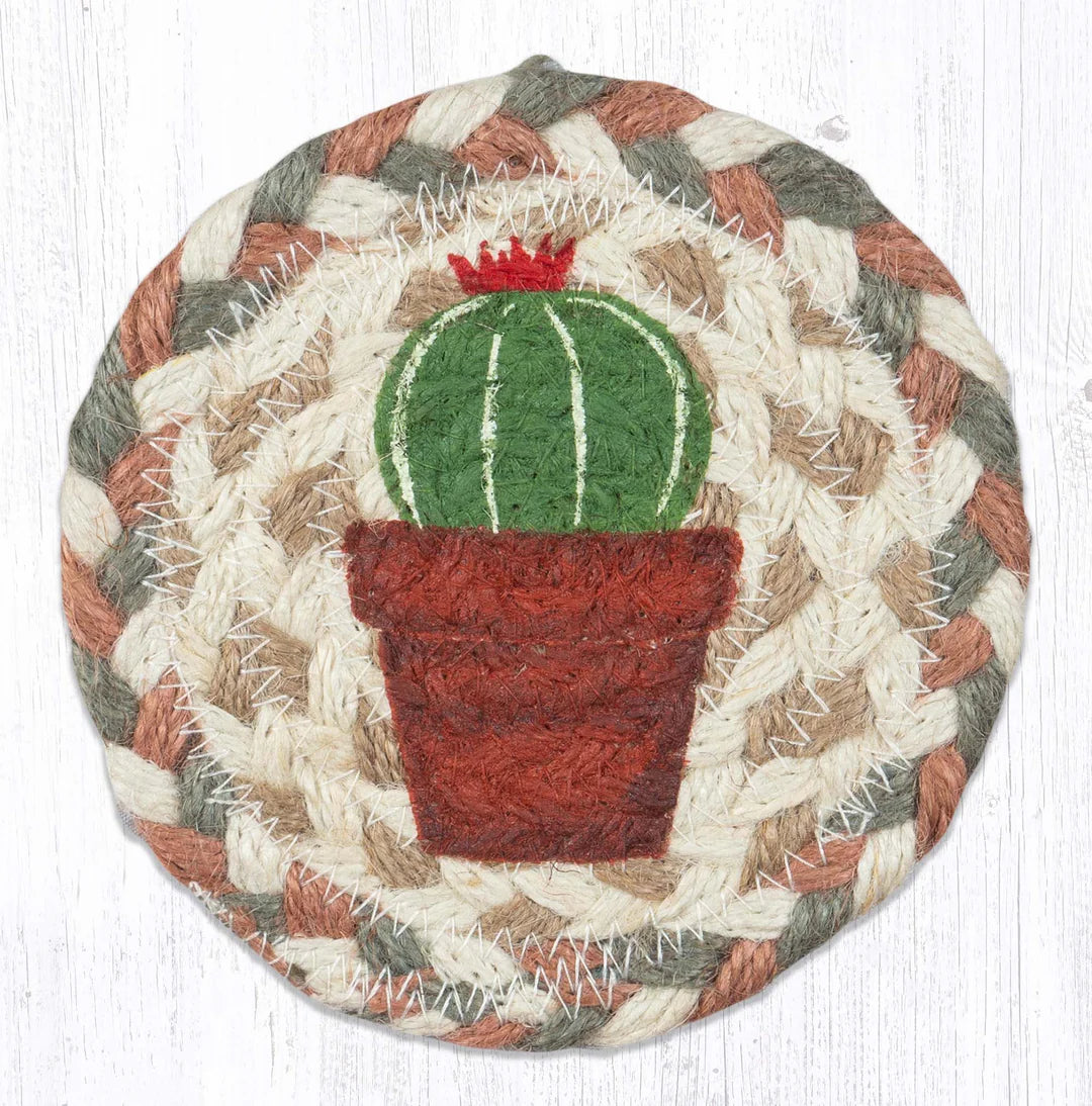 Hand Stenciled Jute Coaster 5 Inch