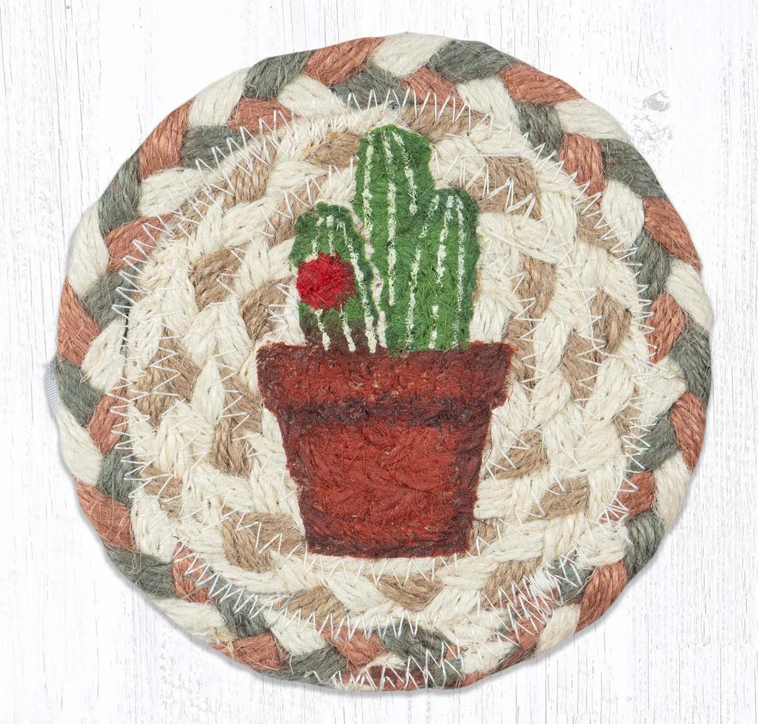Hand Stenciled Jute Coaster 5 Inch