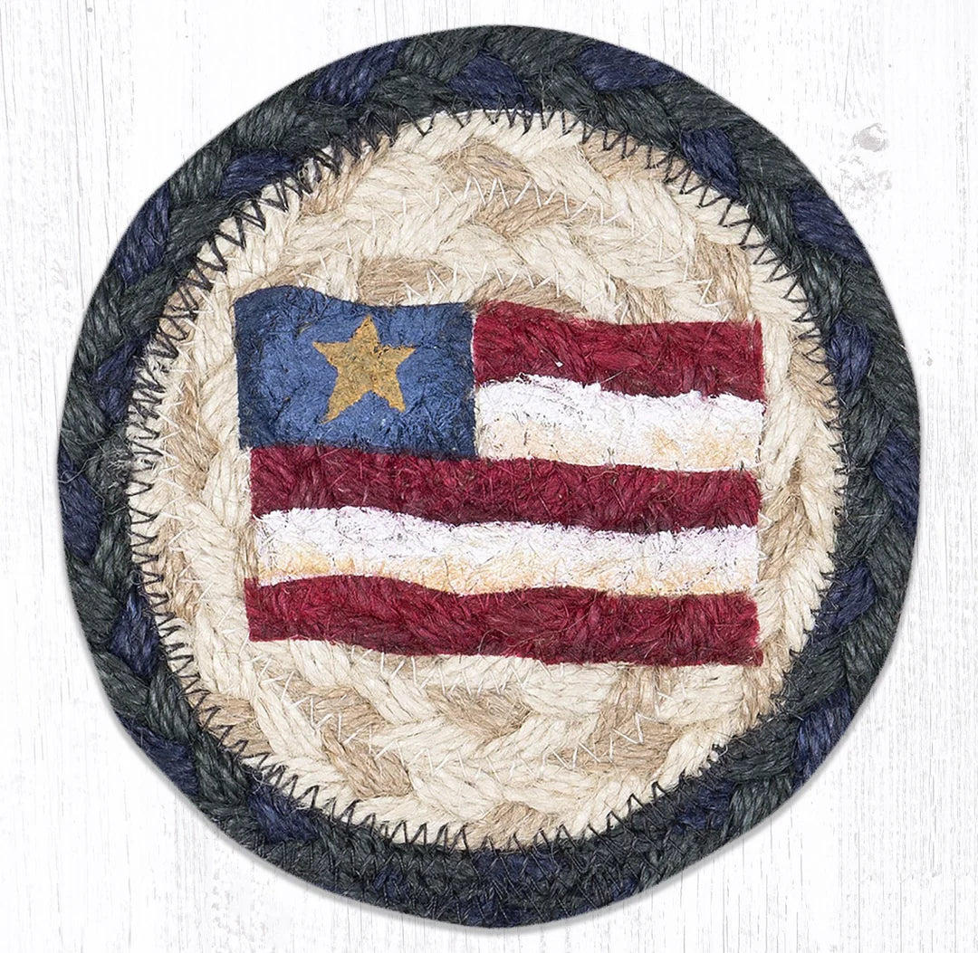 Hand Stenciled Jute Coaster 5 Inch