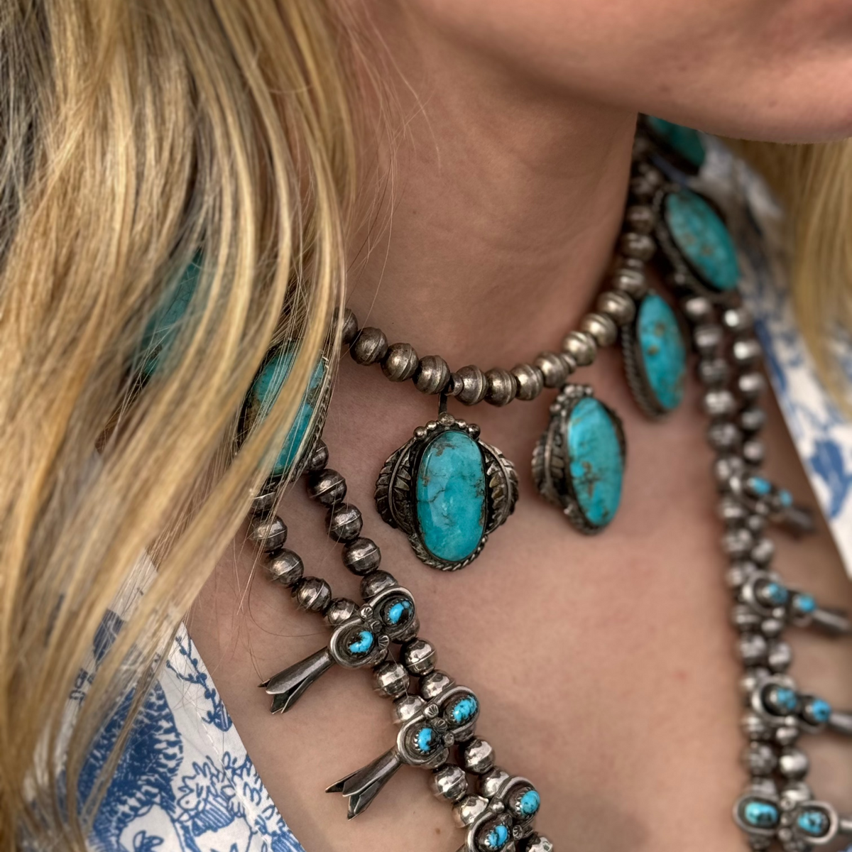 Vintage Turquoise and Sterling Silver Choker