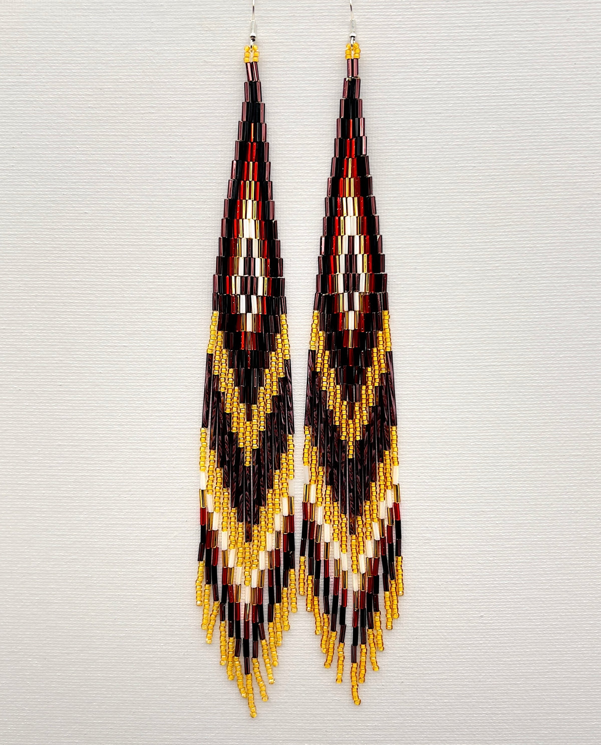 Yellow And Metalic Burgundy Beaded Shoulder Sweepers