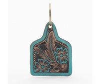 Twilight's First Bloom Hand-tooled Leather Key Fob