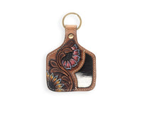 Petals & Posies Hand-tooled Leather Key Fob