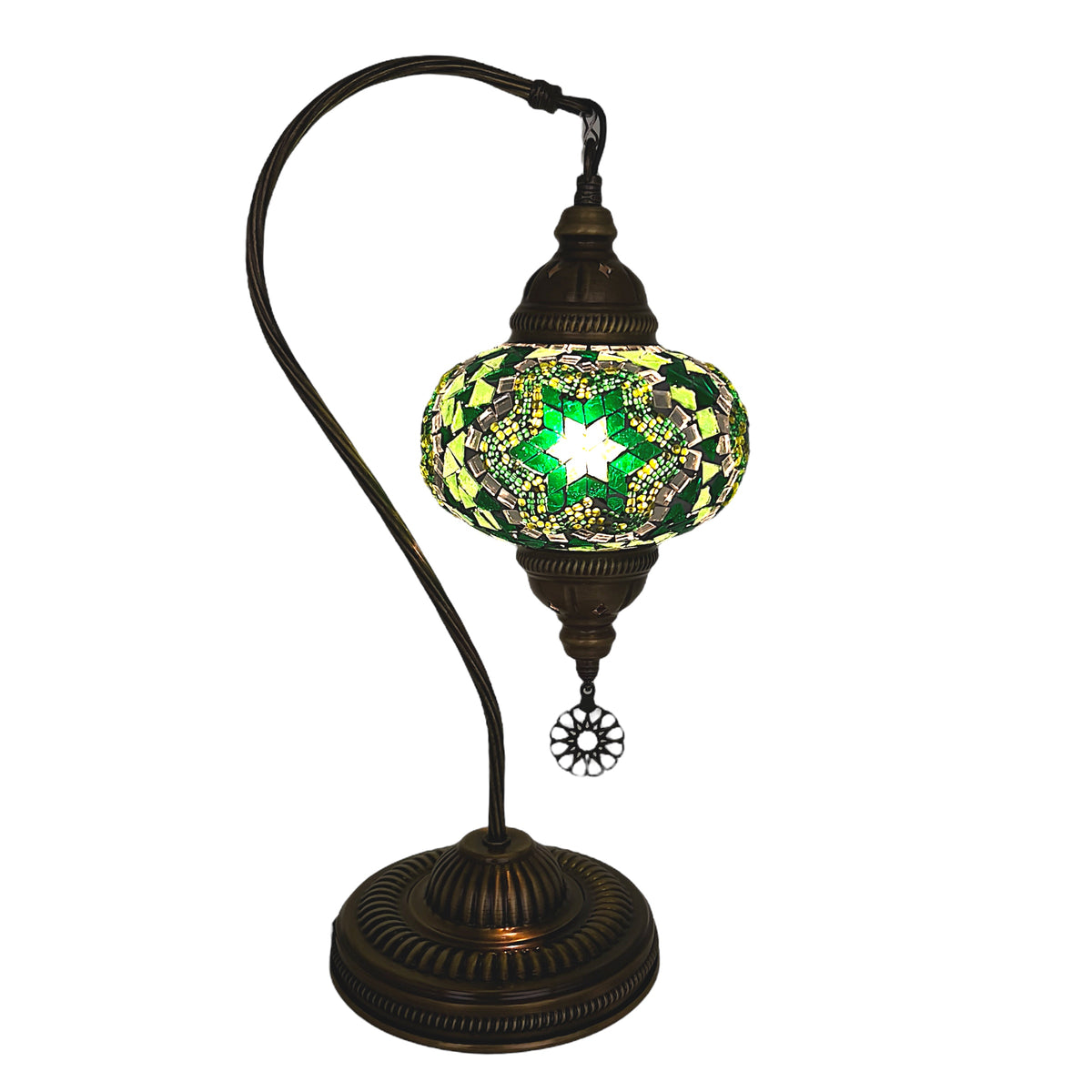 Large Handemade Half a Heart Turkish Lamps - Green