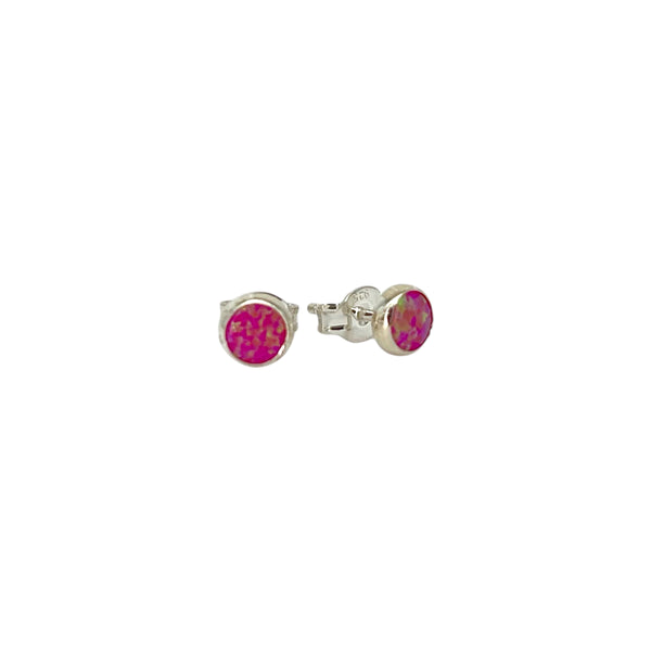 Hot Pink Opal Sterling Earrings