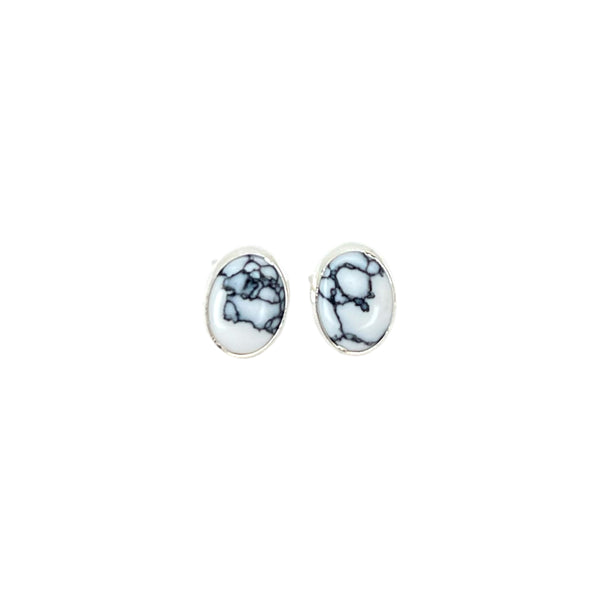 White Buffalo Oval Sterling earrings
