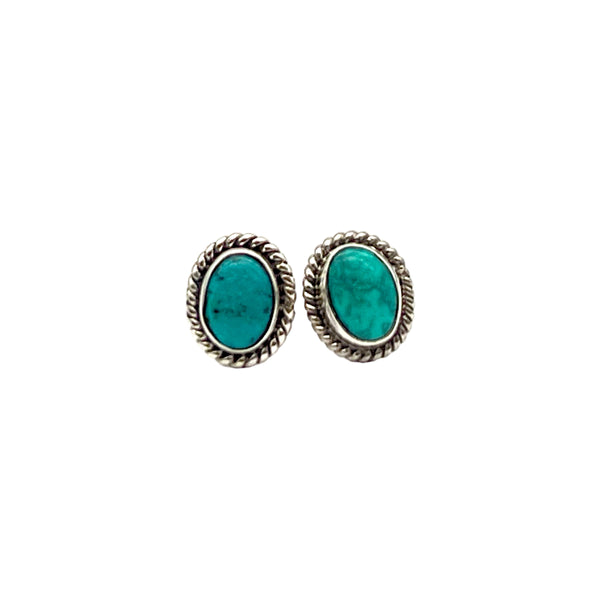 Oval Turquoise Braided Sterling Stud
