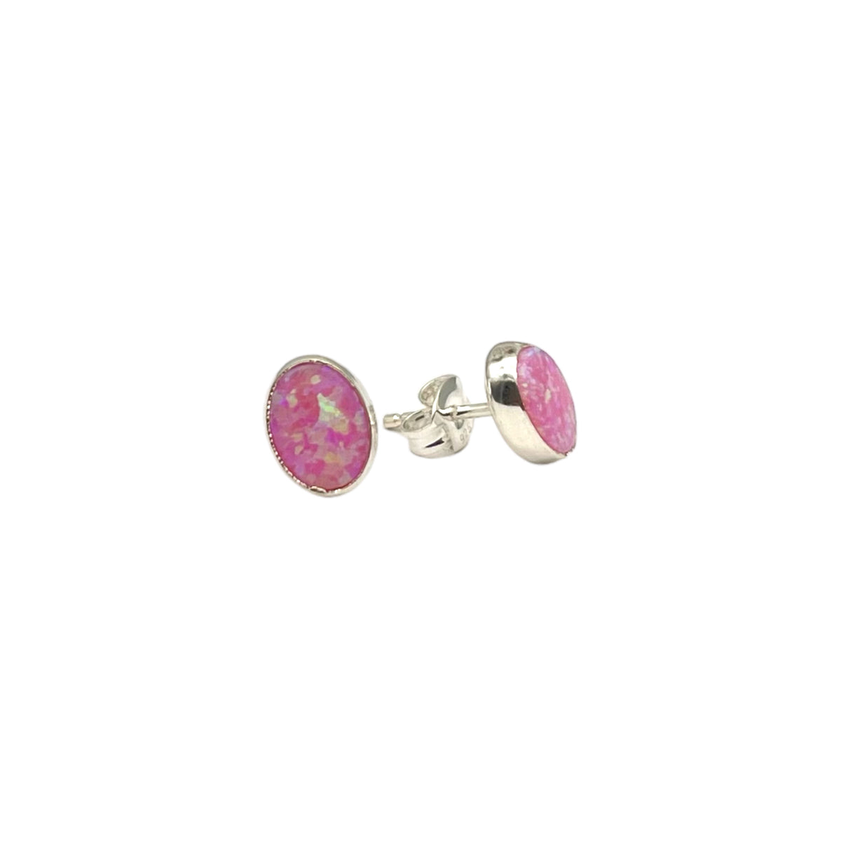 Pink Oval Sterling Earrings