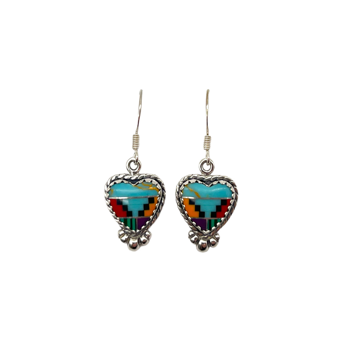 Multi Stone Heart Dangle Sterling Earring