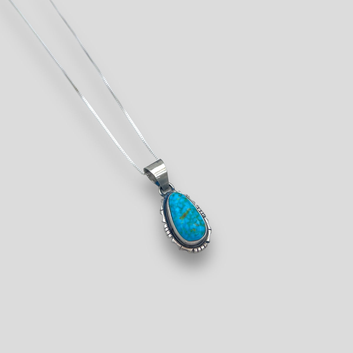 Native American Sterling Silver Tear Drop Turquoise Necklace