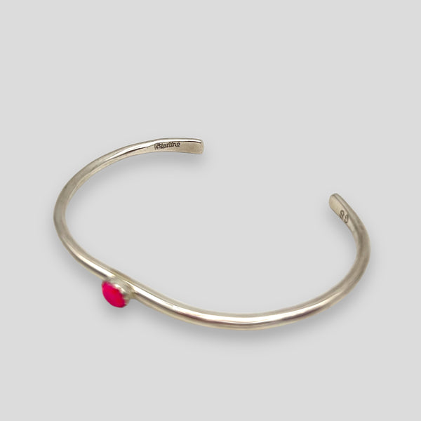 Native American Hot Pink Opal Sterling Silver Bracelet