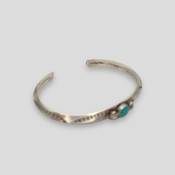 Native American Handcrafted Sterling Silver Round Turquoise Bracelet