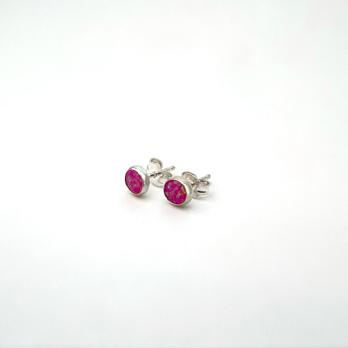 Hot Pink Opal Sterling Earrings