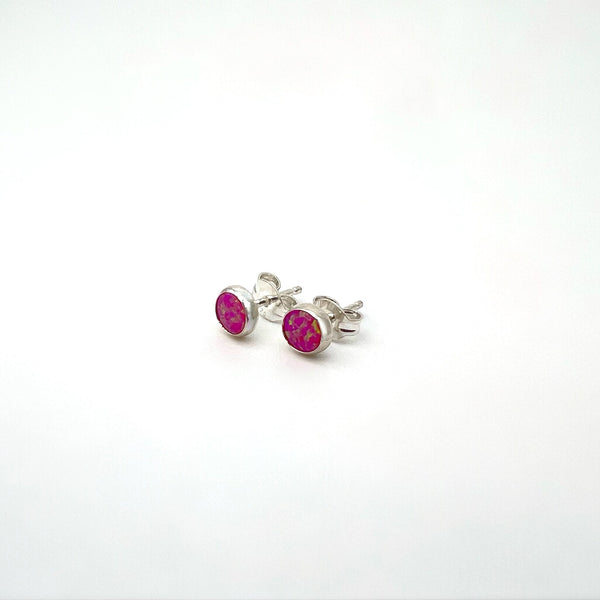Hot Pink Opal Sterling Earrings