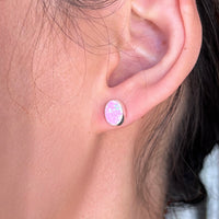 Pink Oval Sterling Earrings