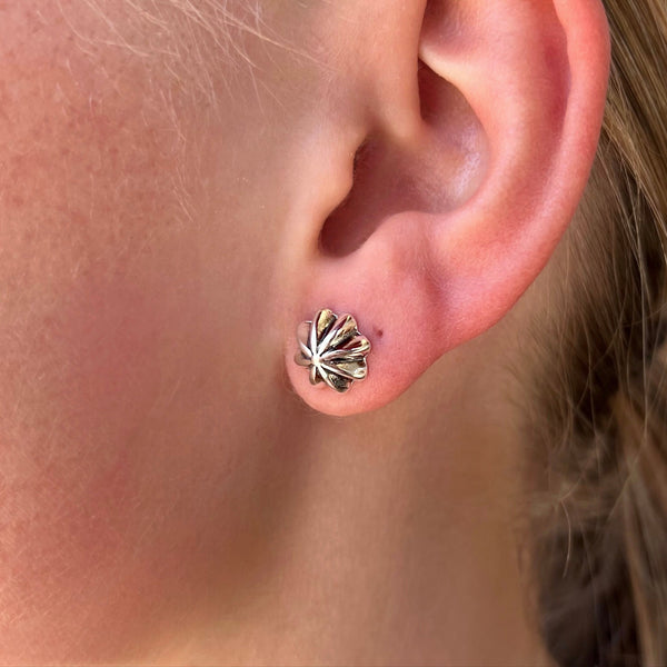 Sterling Silver Eight Petal Stud Earrings