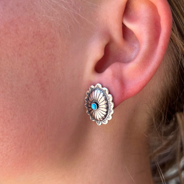 Sterling Silver and Turquoise Oval Post Earrings