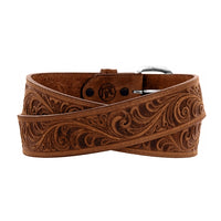 Western Scroll Tooled Belt