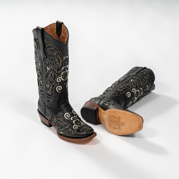 Tanner Mark Boot Venice Black, midnight black  with silver shimmer inlay